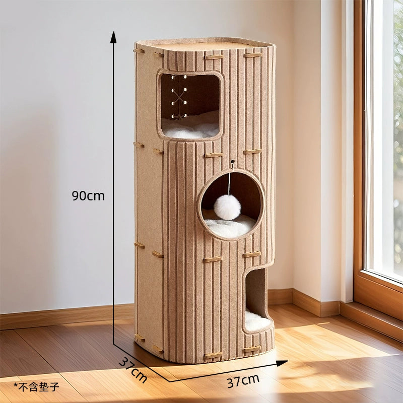 多層四季通用毛氈樹洞貓窩